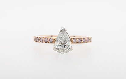 Engagement Ring 0.60ct Pear & Pink Diamonds