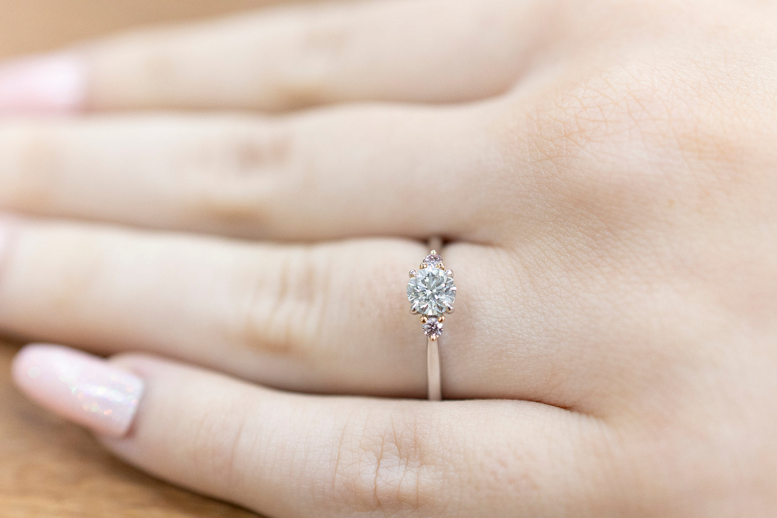 Engagement Ring 0.50ct Trilogy with Pink Diamonds