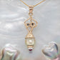 Pearl Diamond & Cabachon Ruby Pendant 9Y