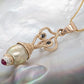 Pearl Diamond & Cabachon Ruby Pendant 9Y