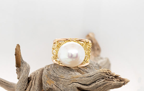 French Knitted South Sea Pearl Ring