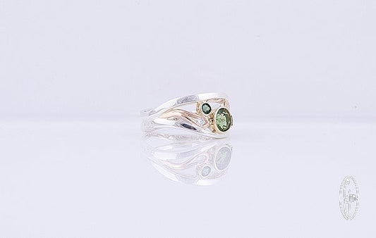 Tourmaline Green & Diamond Ring 