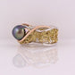 Pink Diamond Pearl & French Knitted Ring