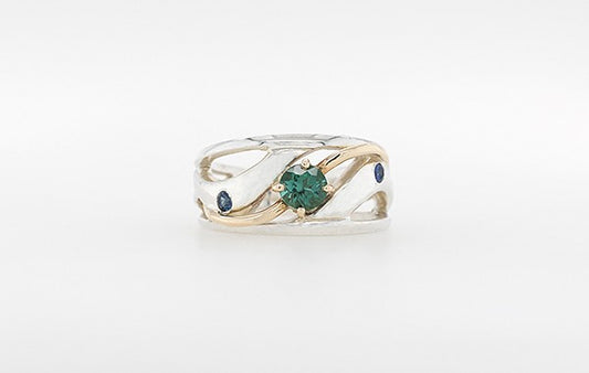 Tourmaline Blue/Green & Sapphire Ring