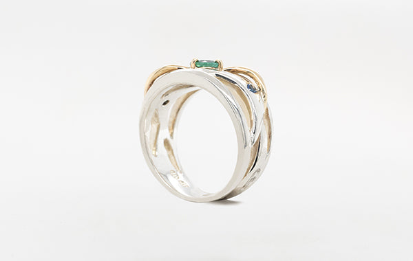 Tourmaline Blue/Green & Sapphire Ring