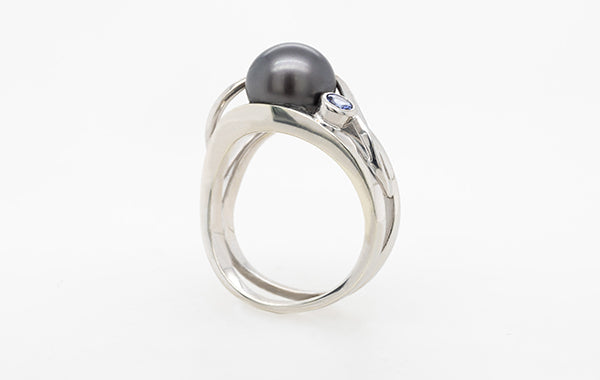 Pearl & Tanzanite Swirl Ring