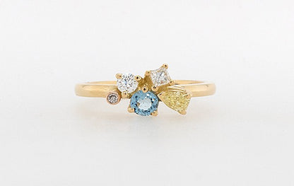 Asymetrical Diamond and Gemstone Ring 