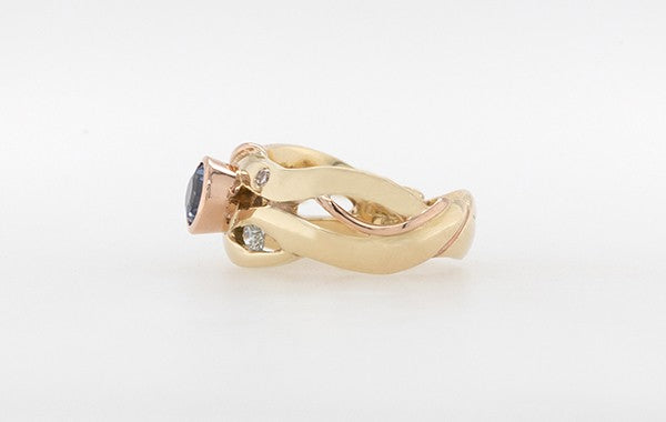 Sapphire & Pink Champagne Diamond Ring