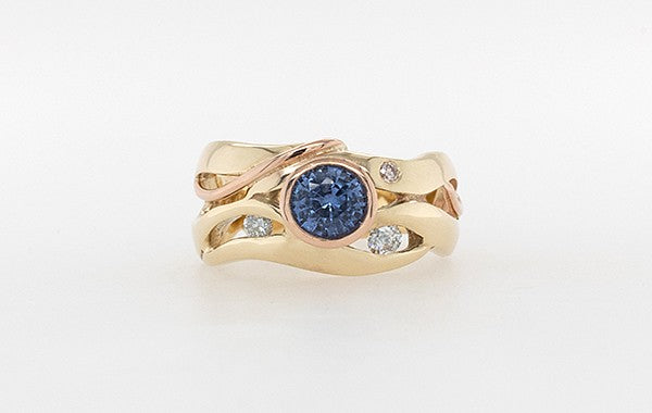 Sapphire & Pink Champagne Diamond Ring