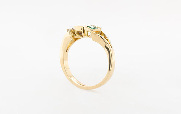 Opal Solid Emerald Tanzanite & Diamond Ring