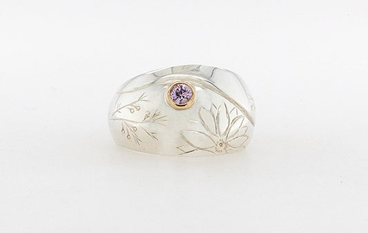 Geraldton Wax Everlasting Flower Sapphire Ring