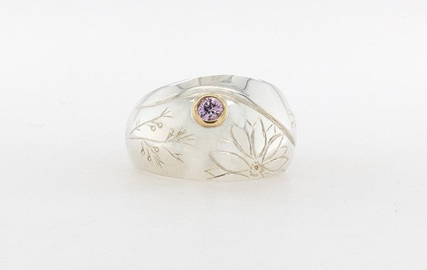Geraldton Wax Everlasting Flower Sapphire Ring