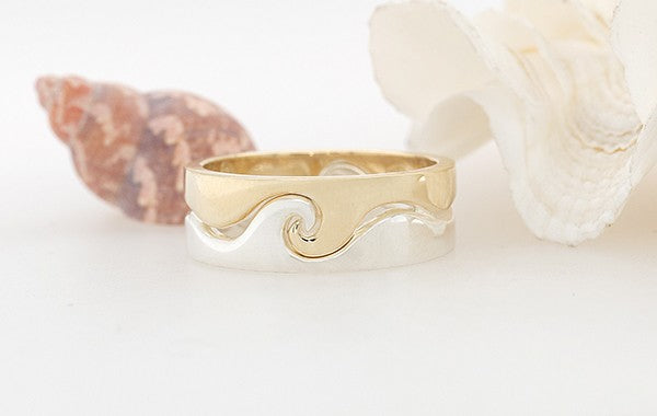 Gents 2 Tone Wave Ring