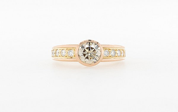 Champagne Diamond Bezel Set Ring