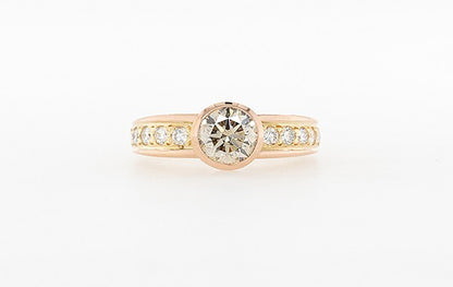 Champagne Diamond Bezel Set Ring