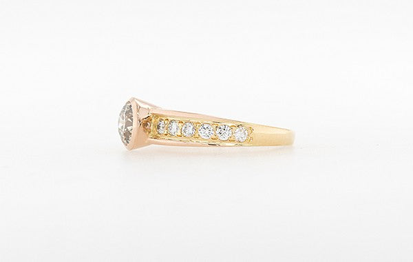 Champagne Diamond Bezel Set Ring