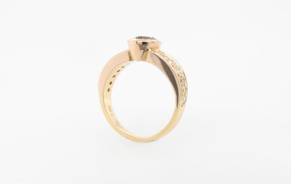 Champagne Diamond Bezel Set Ring