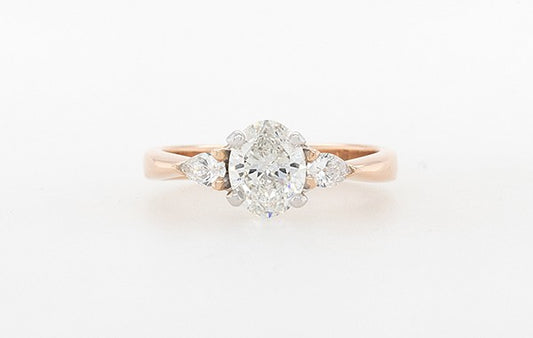 0.91ct Oval and Pear Diamond Ring