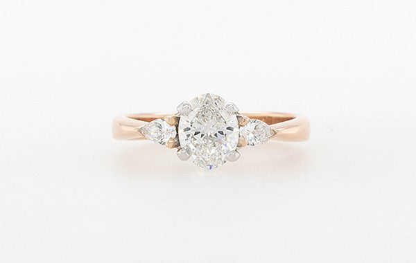 0.91ct Oval and Pear Diamond Ring