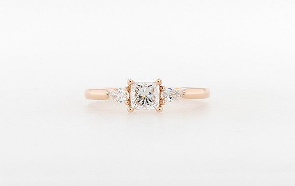 Engagement Ring Princess Cut with Pear Diamond Trilogy
