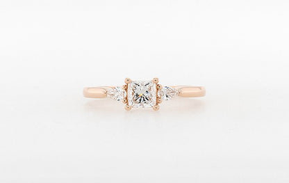 Engagement Ring Princess Cut with Pear Diamond Trilogy