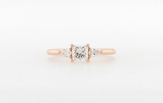 Engagement Ring Princess Cut with Pear Diamond Trilogy
