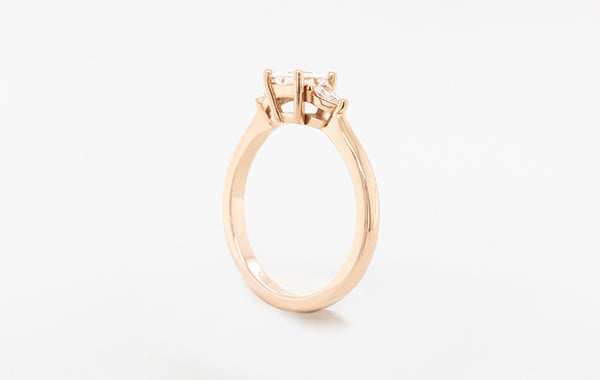 Engagement Ring Princess Cut with Pear Diamond Trilogy