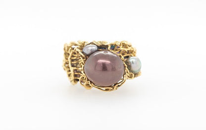Titanium Knitted Pearl Ring 18Y