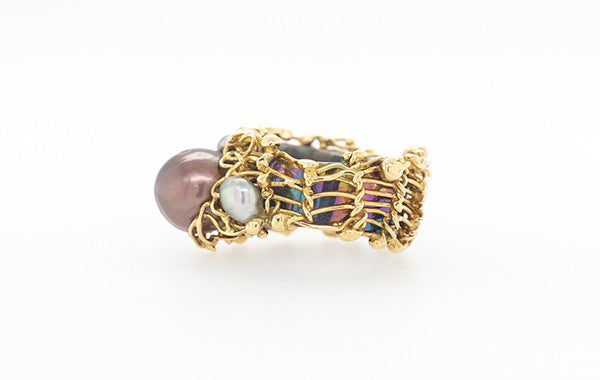 Titanium Knitted Pearl Ring 18Y