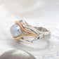 Abrolhos Pearl Ring with Blue Diamonds