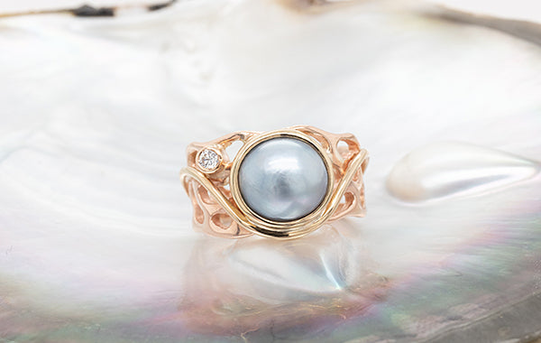 Coral Reef Diamond & Pearl Ring