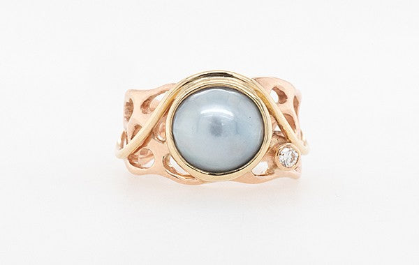 Coral Reef Diamond & Pearl Ring