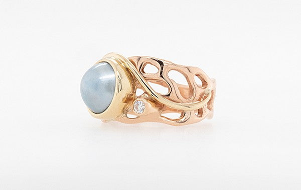 Coral Reef Diamond & Pearl Ring