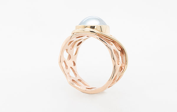 Coral Reef Diamond & Pearl Ring