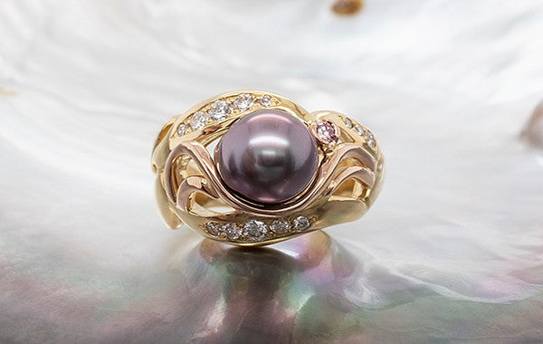 Pearl & 4PP Pink Diamond Ring