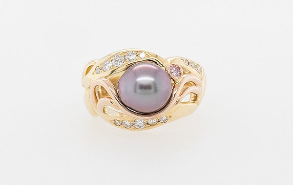 Pearl & 4PP Pink Diamond Ring