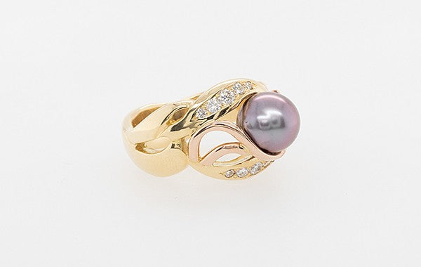 Pearl & 4PP Pink Diamond Ring