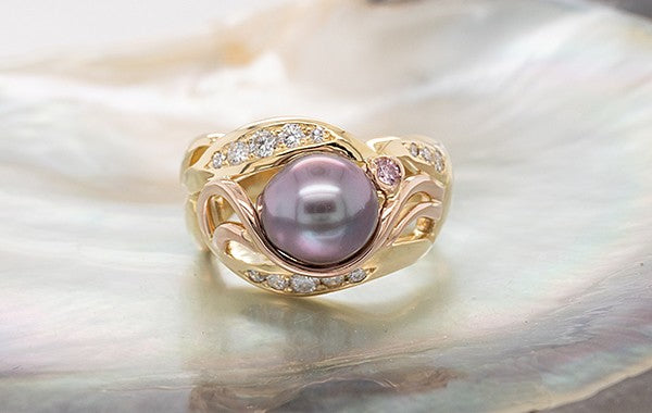 Pearl & 4PP Pink Diamond Ring