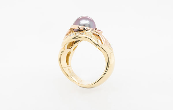 Pearl & 4PP Pink Diamond Ring