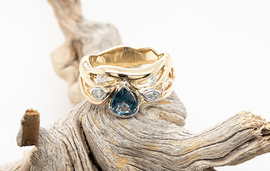 Sapphire & Diamond Ring Pear Cuts