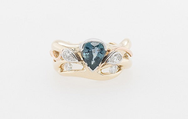 Sapphire & Diamond Ring Pear Cuts