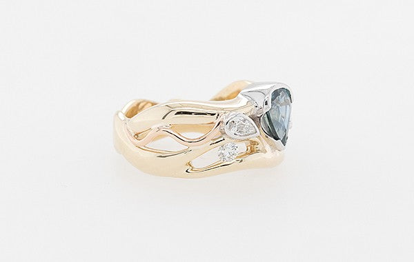 Sapphire & Diamond Ring Pear Cuts