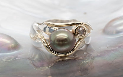 Pearl & Champagne Diamond Ring 8.08-8.2mm