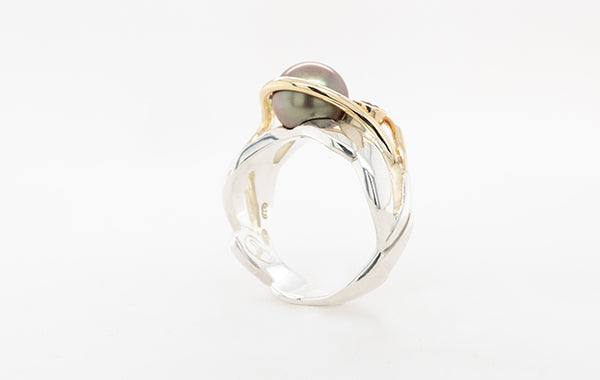 Pearl & Champagne Diamond Ring 8.08-8.2mm