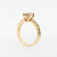 Champagne Pear & Green Diamond Ring