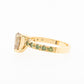 Champagne Pear & Green Diamond Ring