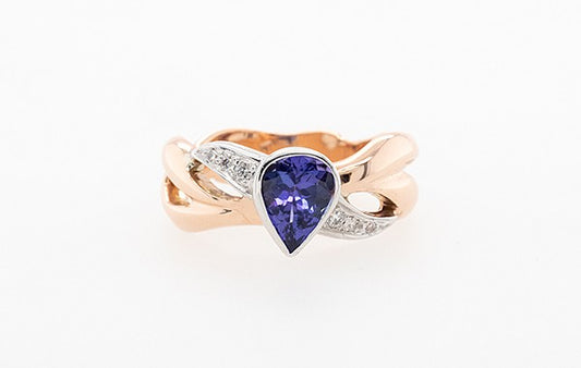 Tanzanite & Diamond Ring Pear Cut Ring