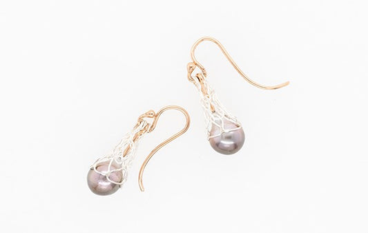 French Knitted Pearl Shepherd Hook Earrings