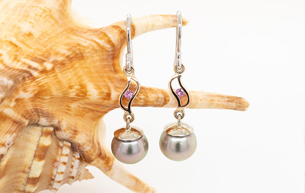 Abrolhos Pearl Pink Sapp Drop Earrings 9R/W