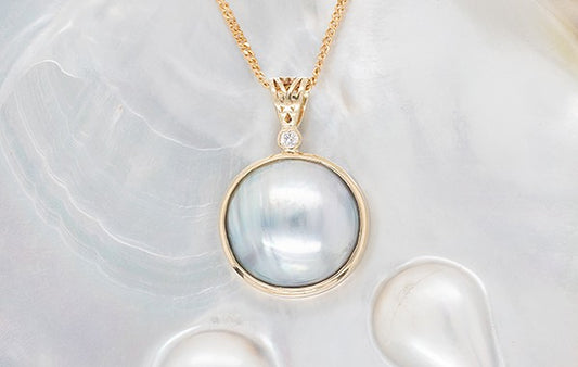 Mabe Pearl & Diamond Pendant Filigree Bale